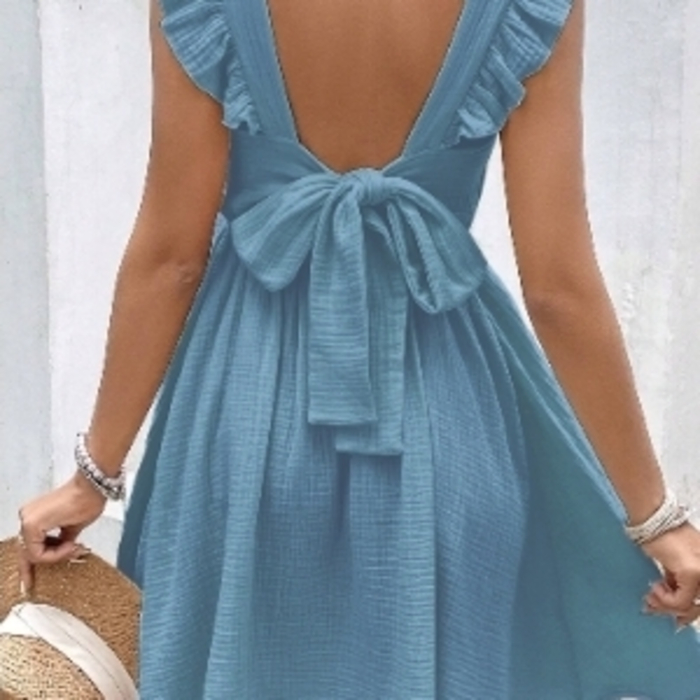 Elegant Blue Ruffle Dress